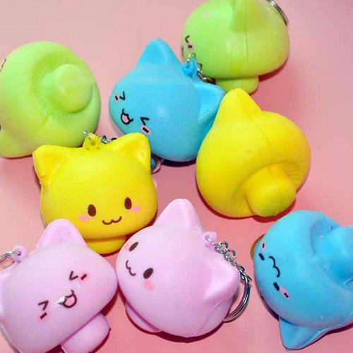 Simulation Cat Head Squishy Pendant Charms
