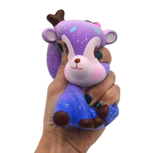 Cute Extrusion Toys Fawn Mochi Squishy Deer Galaxy Cute Deer Cream Scented Squishy Slow Rising Squeeze Strap